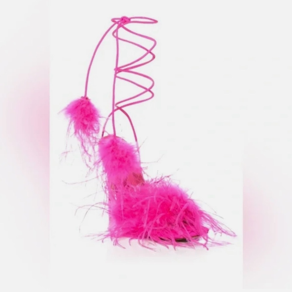 Azalea Wang Elegant Pink Feathered Women's Heels Size 7. - NWT - Picture 5 of 10